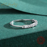 Dazzling Princess Cut AAAA Lab Created Diamond Silver Simplicity Stackable Rings