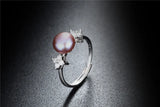 High Quality White,Pink,Purple,Black,Gold Pearls AAA Zircon Diamonds Silver Rings