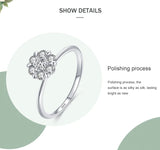 Classic Simple Flower AAAA Lab Created Diamond 925 Sterling Silver Fine Rings