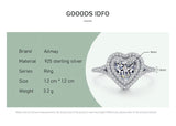 Fashion Silver Romantic Luxury Heart Dazzling AAAA Lab Created Diamond Rings