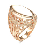 New Design Filled 14K Rose Gold Glossy Rhombus Hollow Flower Jewellery Ethnic Wedding Ring