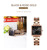 New Arrival Top Brand Elegant Solid Stainless Steel Square Dial Quartz Rose Gold Colour Ladies Watches for Women