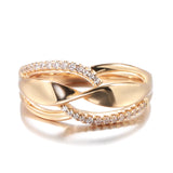 14 Karat Gold Filled Geometric Hollow AAA Zircon Diamonds Wave Design Rings for Women