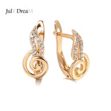 14K Gold Filled AAA Zircon Diamonds Spiral Conch Dangle Earrings