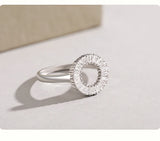 Sparkling Circular Centerpiece Paved with AAAA Lab Created Diamond Silver Ring