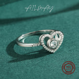 Top Quality Silver Sparkling AAAA Lab Created Diamond Elegant Heart Ring