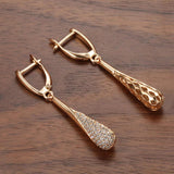 New Arrival Fashion Rolled 14K Rose Gold AAA Zircon Crystals Long Tassel Dangle Earrings - Unusual Fine Jewellery