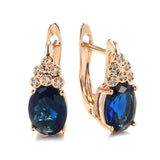 14K Gold Filled New Oval Gems White Deep Blue AAA Zircon Crystal Stacked Round Earrings