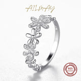 Exquisite Sterling Silver Little Daisy Flowers AAAA Lab Created Diamond Ring