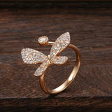 Luxury Shiny Lovely New Fashion 14K Rolled Rose Gold AAA Zircon Diamonds Butterfly Ring for Women Fine Jewellery
