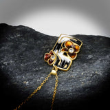 Exquisite Geometric AAA Zircon Diamond Hollow Flower Handmade Enamel Pendant