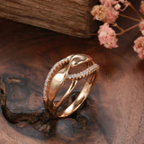 14K Rolled Gold Fashion Twist Double AAA Zircon Diamonds Trendy Rings Fine Jewellery