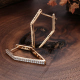 14K Gold Filled Trendy Rhombus Shape AAA Zircon Diamonds Hollow Back Elegant Earrings