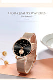 Elegant Simple Fashion Rose Gold Colour Case Ladie's Watch Blue Stainless Steel Mesh Belt Quartz Waterproof Watches