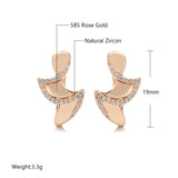 14K Filled Gold Edge Inlay AAA Zircons Diamonds Unique Folding Clip Fashion Earrings