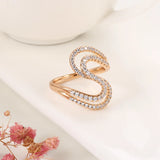 New Arrival Filled 14K Rose Gold Geometric Wave AAA Zircon Diamonds Rings for Women - Wedding Fashion Jewellery