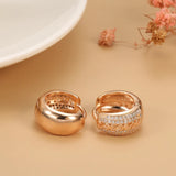 14K Filled Gold Gold Micro AAA Zircon Diamonds Middle Vintage Hoop Fashion Earrings