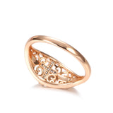 Superb 14K Rolled Rose Gold Micro-wax Inlay AAA Zircon Diamonds Hollow Flower Cross Ring  - Fine Faith Jewellery