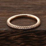 New Arrival 14K Rolled Rose Gold Single Row Micro-wax Inlay AAA Zircon Diamonds Rings - Party Trendy Fine Jewellery