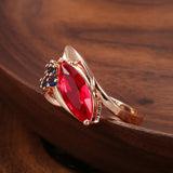 14K Rolled Gold New Geometric Flawless Slope Marquise Cut Multi AAA Zircon Crystal Rings