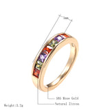 14 Karat Rolled Gold Rainbow Luxury Colorful AAA Zircon Crystals Fashion Rings for Women