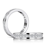 New Silver Full Eternity Princess Cut Simulated Diamond Engagement Wedding Ring