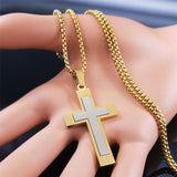 Catholic Cross Stainless Steel Jesus Christ Amulet Necklace - Gold Colour Chain Christian Necklaces Jewellery - The Jewellery Supermarket