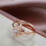 Latest Fashion Luxury 14K Rolled Rose Gold Bride Ring wih AAA Zircon Diamonds Romantic Quality Gift