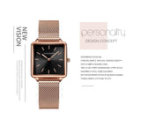 Top Luxury Brand Elegant Ladies Square Dial Wristwatches - Genuine Leather Strap Quartz Movement Design Women Gifts