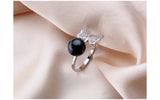 Butterfly Shape Natural Freshwater Pearl Shiny AAA Zircon Diamonds Silver Ring
