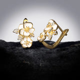 Fashion Elegant Handmade Enamel White Golden Flower Earrings