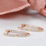 14K Gold Filled Long Clip Full Inlay AAA Zircon Diamonds Drop Elegant Hoop Earrings