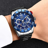 Superb Top Brand Luxury New Fashion Blue Sports Chronograph Waterproof Quartz Mens Watches - Ideal Gifts - The Jewellery Supermarket