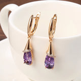 14K Gold Filled Teardrop Blue White AAA Zircon Diamonds inlay Pendant Elegant Earrings