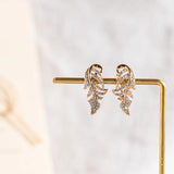 14K Gold Filled Vintage AAA Zircon Diamonds Leaf Texture Piercing Hoops Elegant Earrings