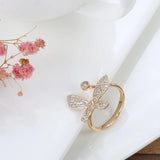 Luxury Shiny Lovely New Fashion 14K Rolled Rose Gold AAA Zircon Diamonds Butterfly Ring for Women Fine Jewellery