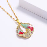Colourful Handmade Enamel Epoxy White AAA Zircon Diamonds Pendant Necklace