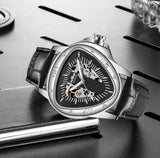 New Top Brand Luxury Full Black Unique Triangle Dial Design Luminous Hand Sport Mechanical Automatic Watches