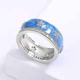 Blue Star AAA Zircon Diamonds Shape Fine Beauty Handmade Enamel Ring