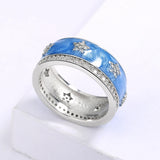 Blue Star AAA Zircon Diamonds Shape Fine Beauty Handmade Enamel Ring