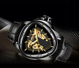 New Top Brand Luxury Full Black Unique Triangle Dial Design Luminous Hand Sport Mechanical Automatic Watches