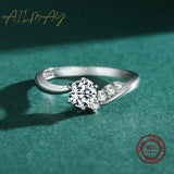Six Claw Asymmetry Sterling Silver Fashion Clear AAAA Lab Created Diamond Ring