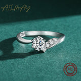 Six Claw Asymmetry Sterling Silver Fashion Clear AAAA Lab Created Diamond Ring