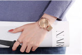 Elegant Simple Design Classic Women Rose Gold Colour Stainless Steel Mesh Casual Waterproof Ladies Quartz Watches