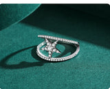 Five-Pointed Star Fashion Sparkling AAAA Lab Created Diamonds Silver Ring