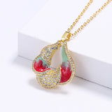 Colourful Handmade Enamel Epoxy White AAA Zircon Diamonds Pendant Necklace