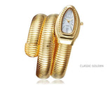 Luxury Gold Snake Winding Ladies Watches - Fashion Quartz Bangle Bracelet with Luxury Crystals, Lovely Gift