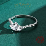 Fashion Love Heart Sterling Silver Line Clear AAAA Lab Created Diamonds Ring