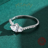 Fashion Love Heart Sterling Silver Line Clear AAAA Lab Created Diamonds Ring
