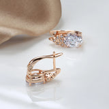 14K Gold Filled New Oval Gems White Deep Blue AAA Zircon Crystal Stacked Round Earrings